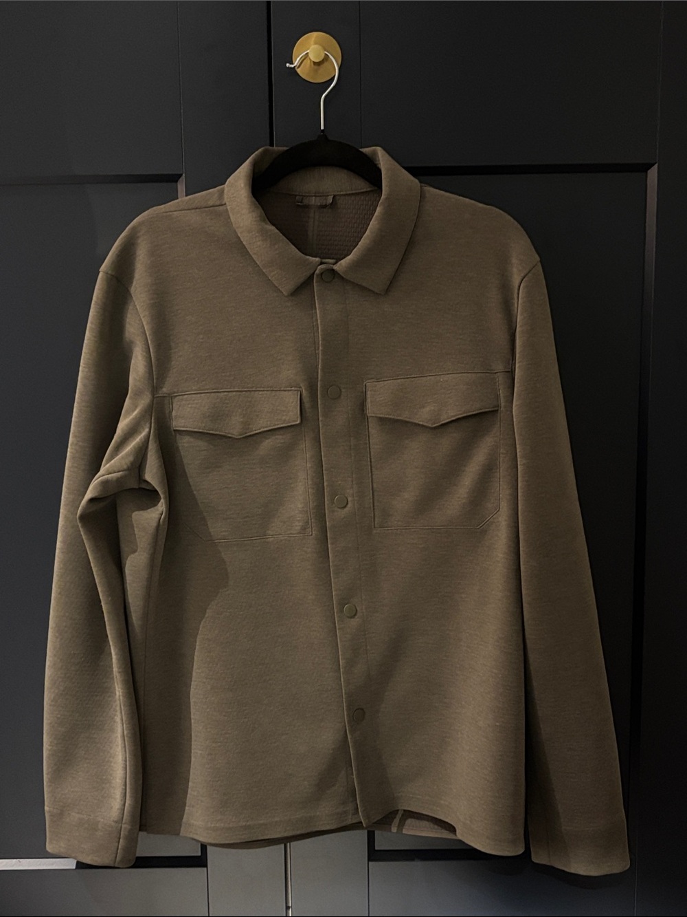 Lululemon Men's Heather Olive Green Long Sleeve Collared Shirt